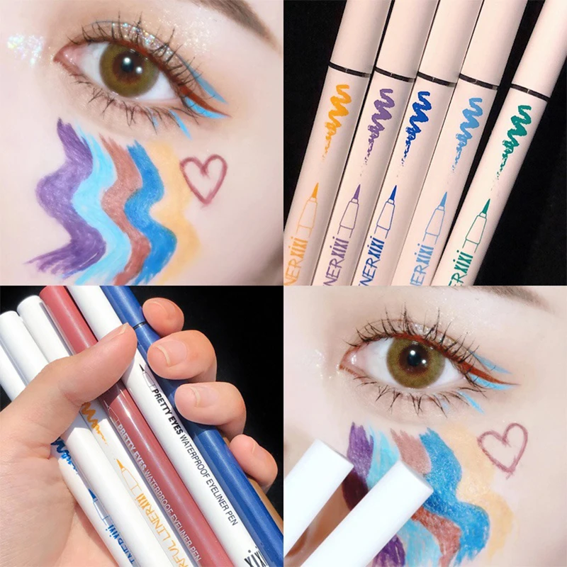 Xixi Rainbow Eyeliner Pencil Cute White Apperance Red Yellow Brown