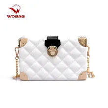 Женская модная одноцветная сумка из искусственной кожи с ромбовидным узором, женская сумка на плечо с цепочкой, металлическая окантовка, декоративная сумка через плечо