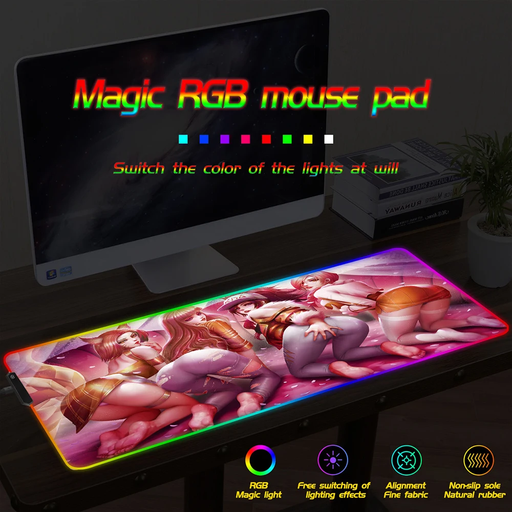 LOL женский hero HD Коврик для мыши RGB светодиодная цветная подсветка игровой плеер