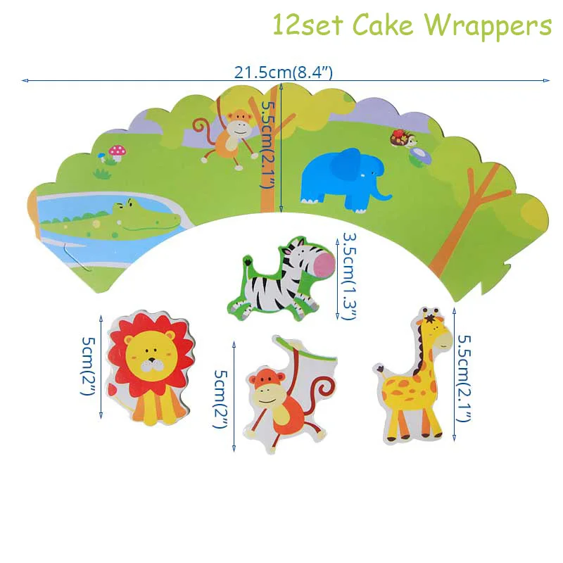 cake decor MEIDDING сафари джунгли украшения на день рождения Дети одноразовые посуда чашки джунгли предметы декора для вечеринок и дней рождения посуда в виде животных - Цвет: cake decor
