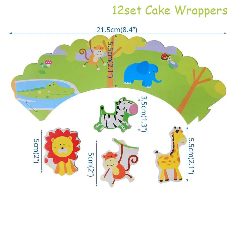 MEIDDING сафари джунгли украшения на день рождения Дети одноразовые посуда чашки джунгли предметы декора для вечеринок и дней рождения посуда в виде животных - Цвет: cake decor