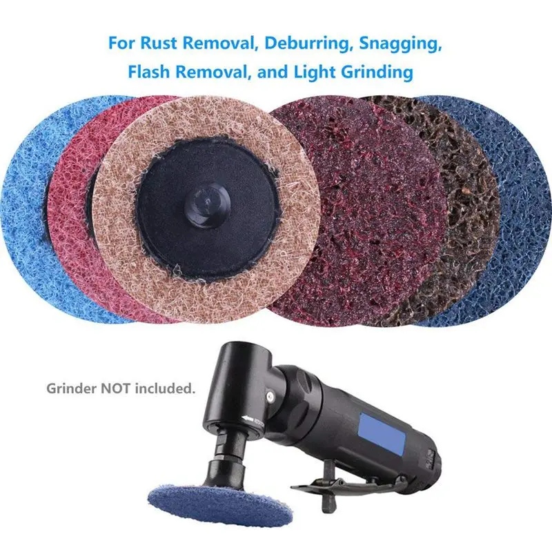 2-Inch Roloc Sanding Discs Fine Medium Coarse Assorted Pack 45Pcs Roll Lock Surface Conditioning R-Type Quick Change Disc With R