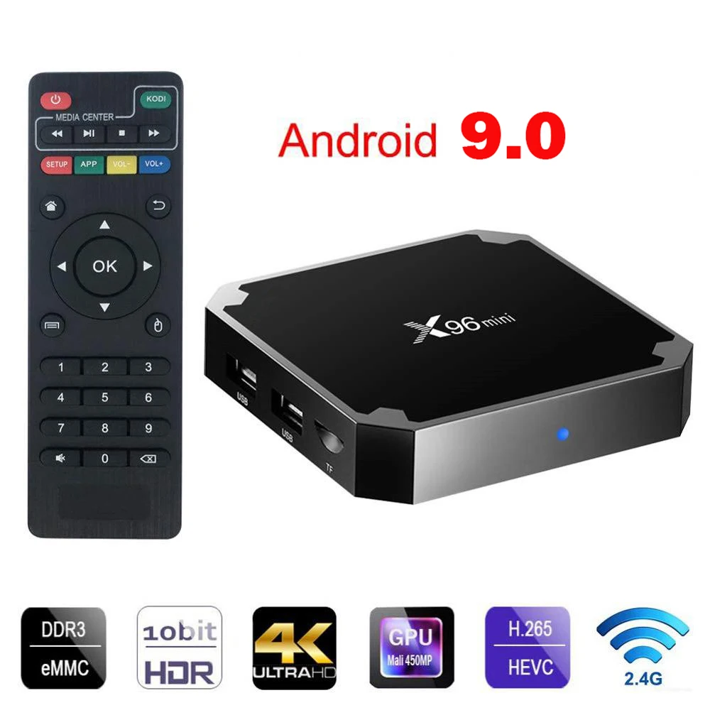 X96 Mini Android 9,0 Smart TV Box Amlogic S905W 1GB/2GB 8GB/16GB Quad core 2,4 GHz WiFi 100M TVbox 4K HD Media Player Set-Top-Box X96 Mini Android 9,0 Smart TV Box Amlogic S905W 1GB/2GB 8GB/16GB Quad core 2,4 GHz WiFi 100M TVbox 4K HD Media Player Set-Top-Box