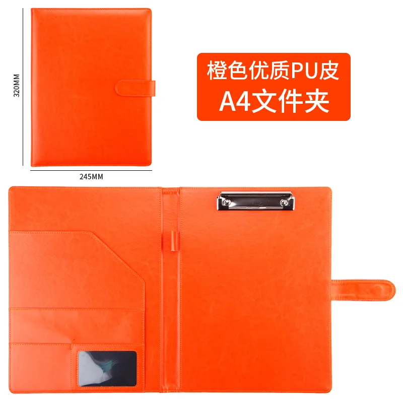 BRAND LEATHER Genuine Leather Premium File Folder with Binder Clip