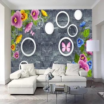 

milofi custom large wallpaper mural 3D flower brick wall background wallpaper mural