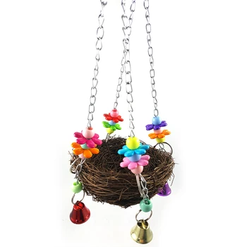 

Pet Bird Nest Hammock Swing Hanging Chew Toys Parrot Parakeet Budgie Cockatiel