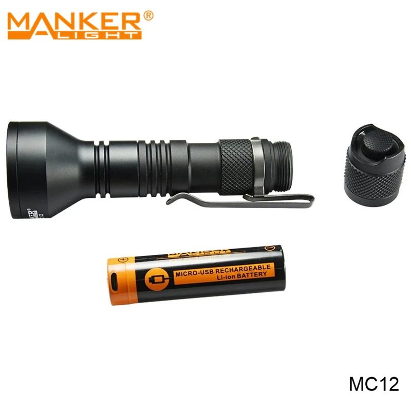 US $39.95 Manker MC12 650 Meters Long Range EDC Spot Flashlight Portable Power LED Torch Lantern With Micro USB Rechargeable 18650 Battery