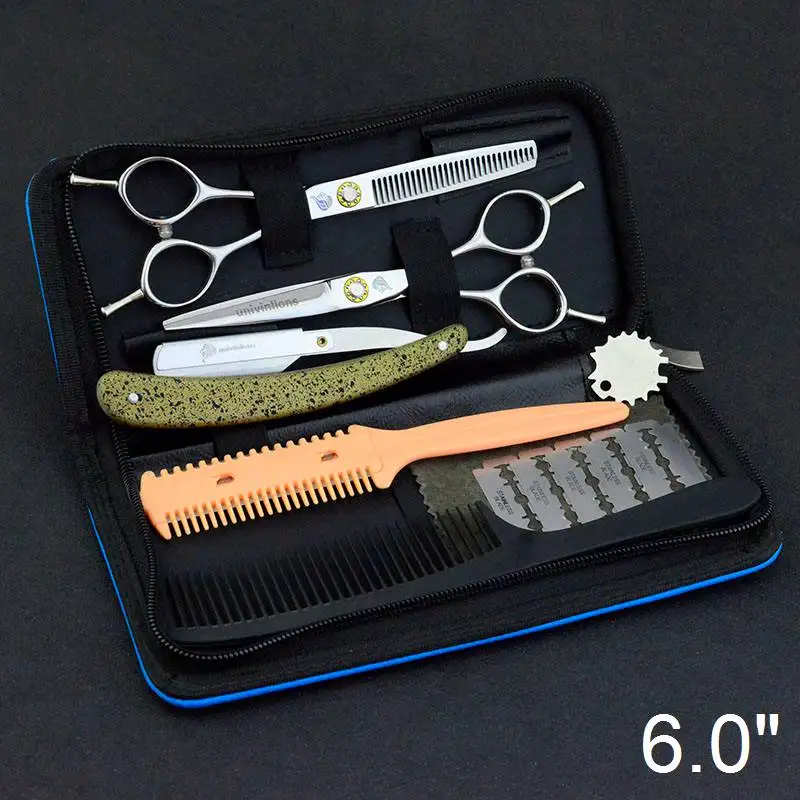 6054-Kit Razor 6 дюймов Парикмахерские Японские Ножницы Парикмахерские бритвы филировочные ножницы стрижка Парикмахерские ножницы Профессиональные tijeras ciseaux - Цвет: 6054-Kit Razor