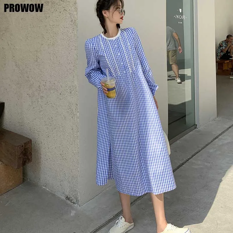 Korean One-Piece White Dress Women 2020 Spring New French Vintage Loose Single-Breasted Long Sleeve Dress Ladies Elegant Dresses