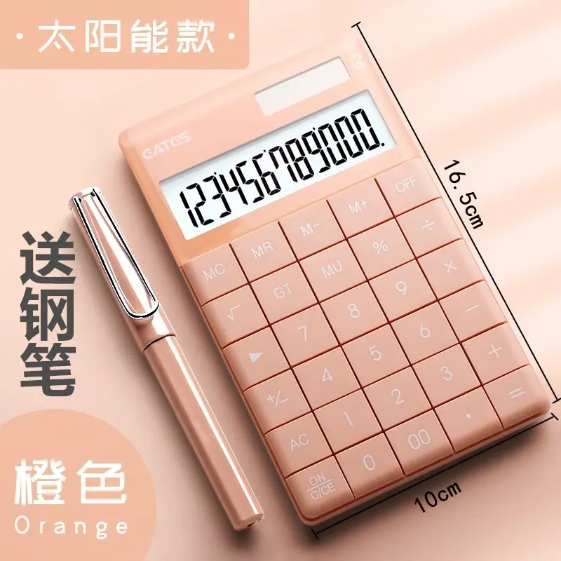 Ferramenta de Contabilidade de Negócios Bateria e Energia Dígitos Desktop Calculadora Grandes Botões Financeiros Branco Azul Laranja Rosa Solar 12 - Imagem 2