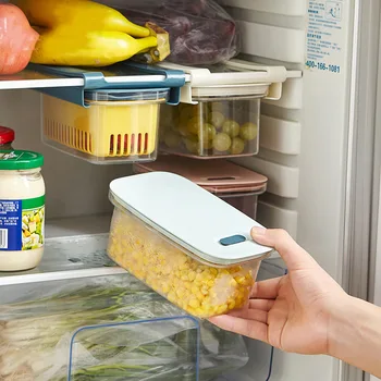

Adjustable Stretchable Refrigerator Organizer Drawer Basket Refrigerator Pull-out Drawers Fresh Spacer Layer Storage Rack