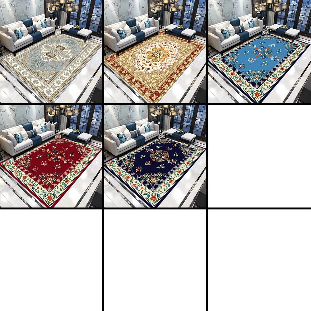 Home Decorative Area Rug Moroccan National Style Rug Sofa Bedroom Floor Mat Flannel Anti Slip Carpets for Living Room