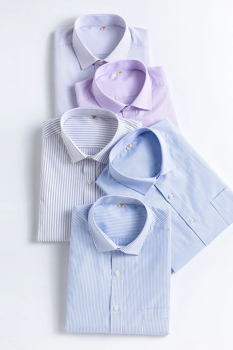 Классические Полосатые мужские рубашки с длинным рукавом и квадратным воротником, легкие в уходе, не железные деловые мужские топы