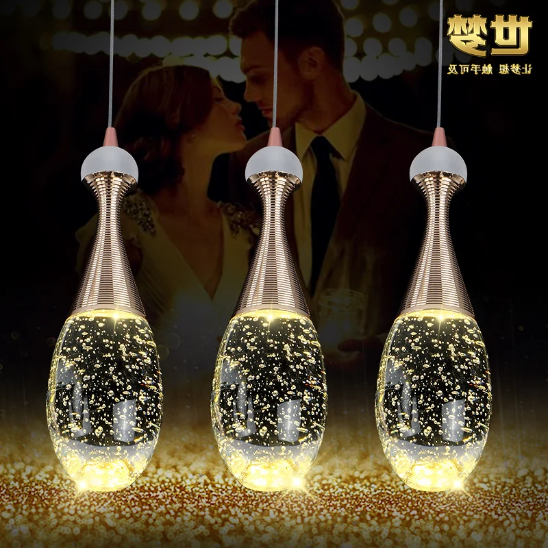 

Modern Glass Bottle Crystal Bubble Pendant Light Restaurant Dinging Room Bar Hanging Lighting Ing hanglamp