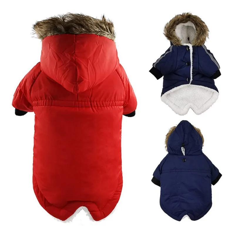 

Pet Dog Winter Thickening Warm Jacket Waterproof Hooded Warmth Cotton Vest Hoodie Clothes With Reflective Strips For Medium Dogs