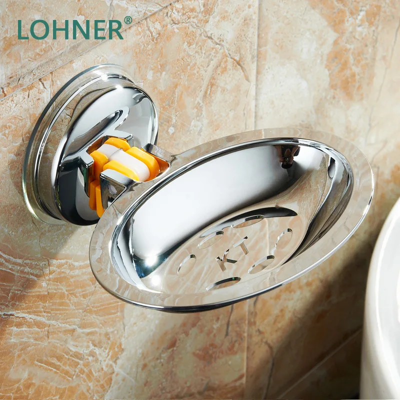 

Lohner Creative Strong Suctorial Soap Holder Shelf Bathroom Accessories Organizer Box Draining Storage Rack Porte Savon