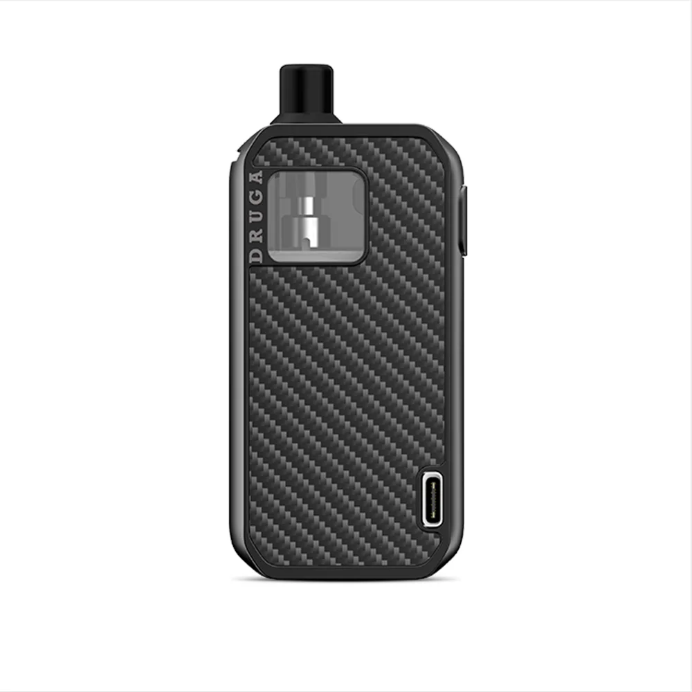 Augvape Druga Narada Pod электронная сигарета Satrter комплект 2,8 мл 0.5ом 0.6ом катушки RBA сборка Дека встроенный аккумулятор Vape Pod - Color: Black Carbon Fiber