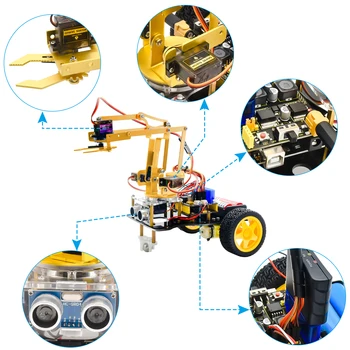 Keyestudio 4DOF Mechanical Arm Robot Car Learning Starter Kit W PS2 Contoller for Arduino Robot