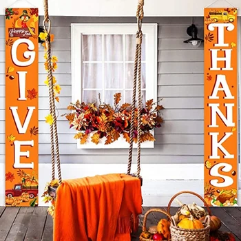 

Pumpkin Maple Leaf Background Banner Welcome Banner Suitable for Home Garden Indoor Outdoor Thanksgiving Decoration