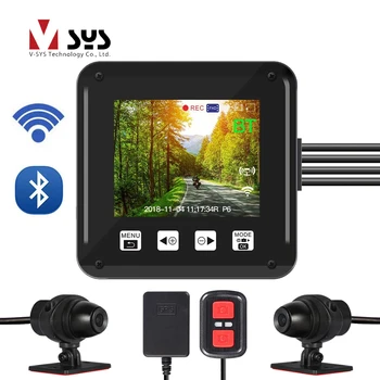 شراء VSYS واي فاي بلوتوث عمل كاميرا دراجة نارية DVR داش كاميرا نظام المزدوج 1080P سوني IMX307 Starvis للرؤية الليلية كاميرا خوذة