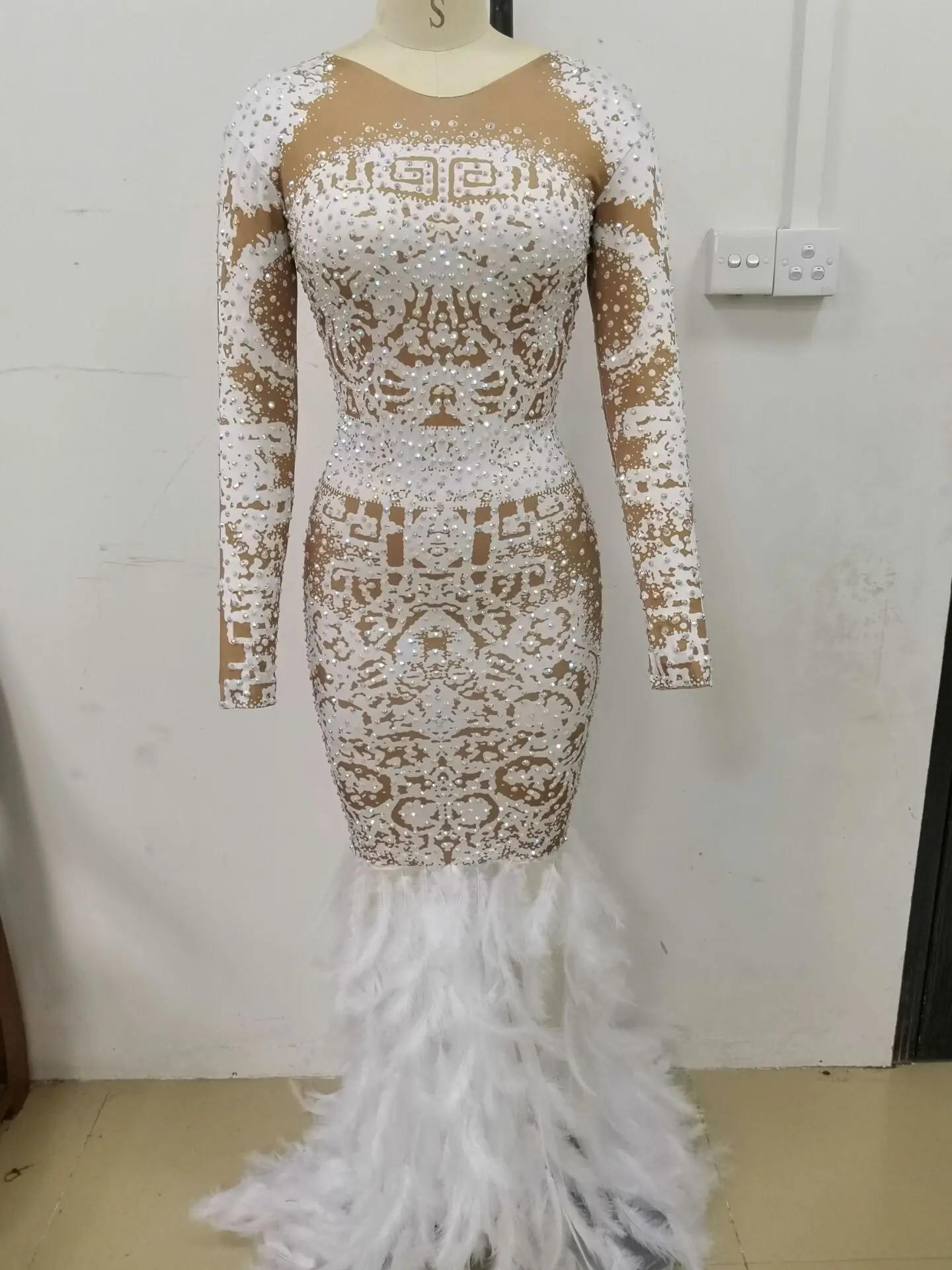 High Quality High Elastic Long Sleeve Beading
