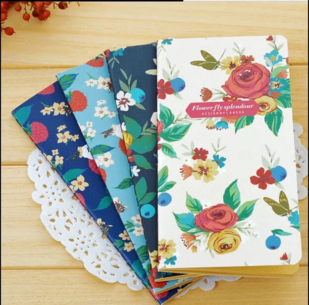 

4pcs/Lot classic Popular retro flower notebook Inside kraft paper Student stationery office supplies