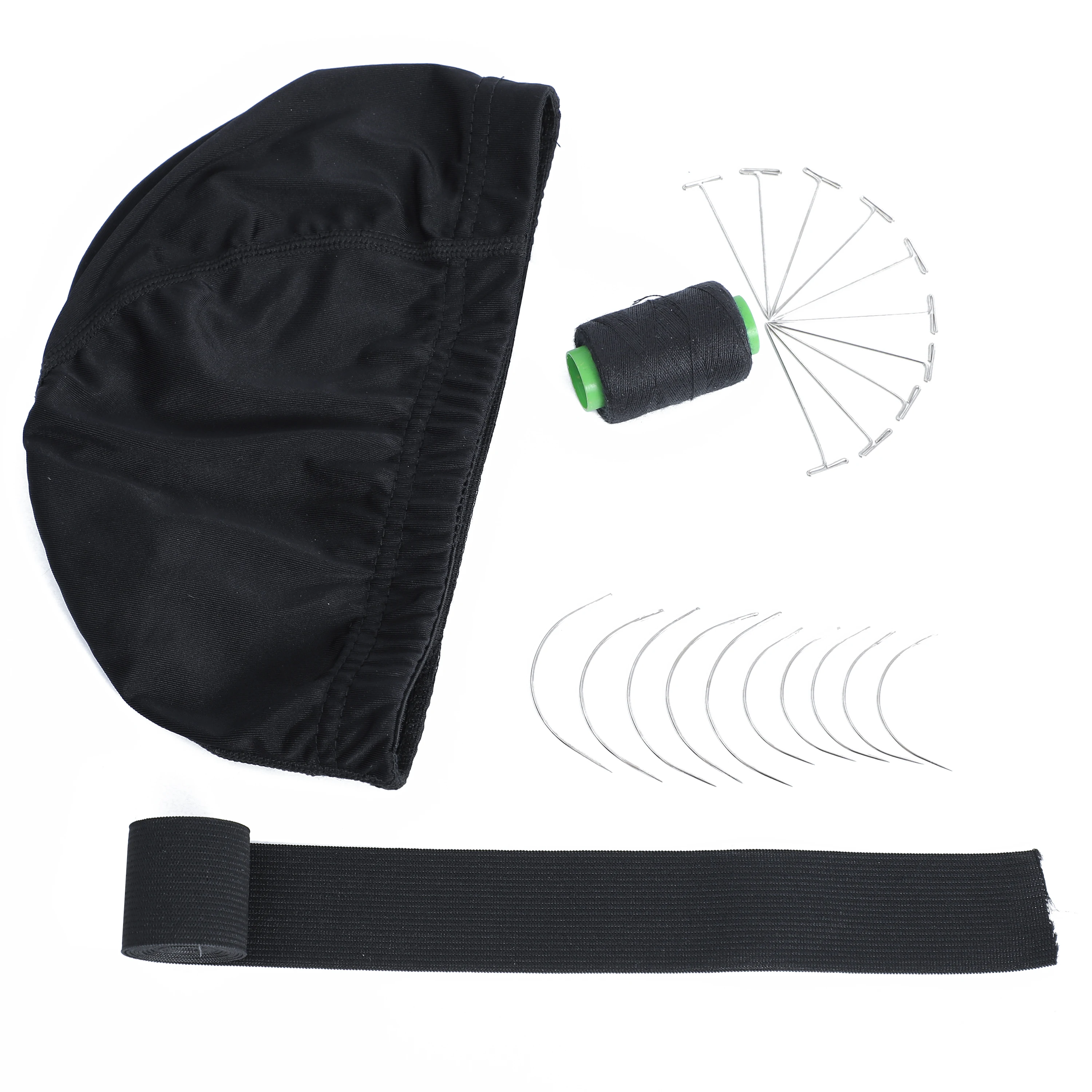 

23PC Wig Tools Wig Accessories mesh cap for wig making black elastic bands for hair c needles for weave and thread wig cap