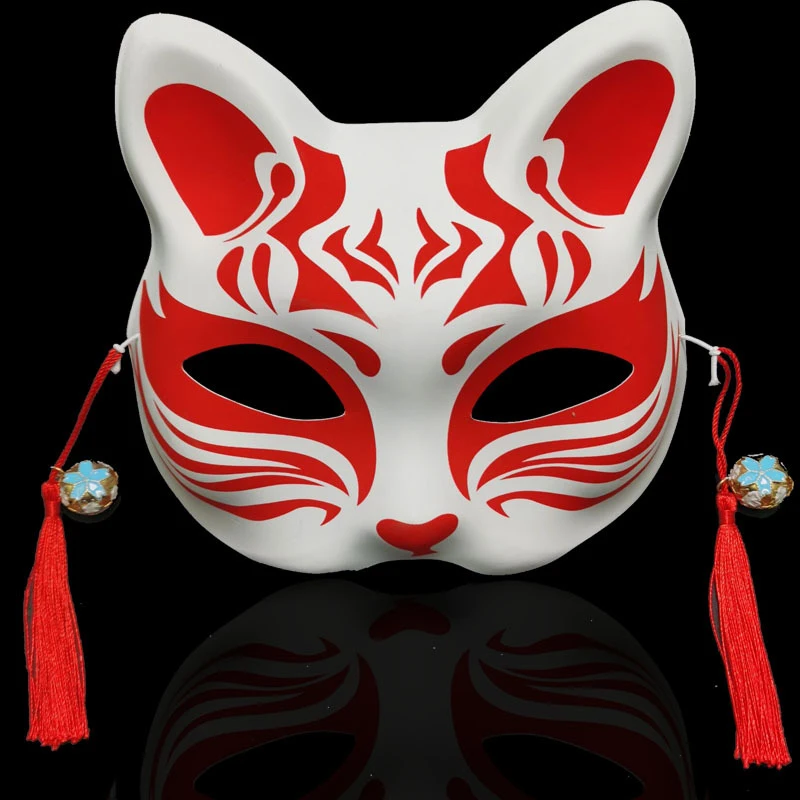 Foxes Mask Japanese Cosplay Rave Hand-Painted Anime Demon Slayer Half Face Cat Masks Masquerade Festival Party Cosplay Props masquerade mask half face mask game cosplay props