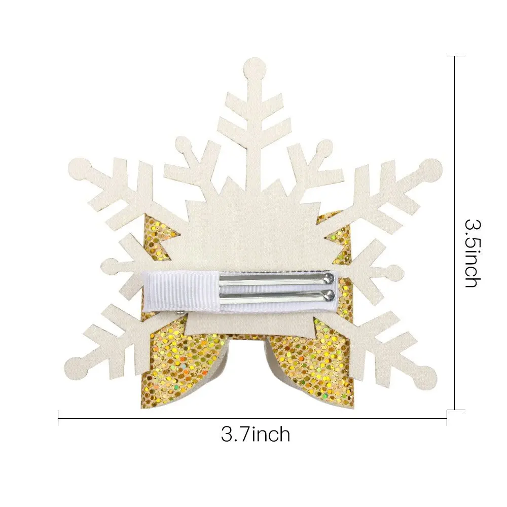 4 шт./партия блестящие рождественские банты для волос с заколками для детей девочки двухслойные заколки-снежинки вечерние рождественские аксессуары для волос