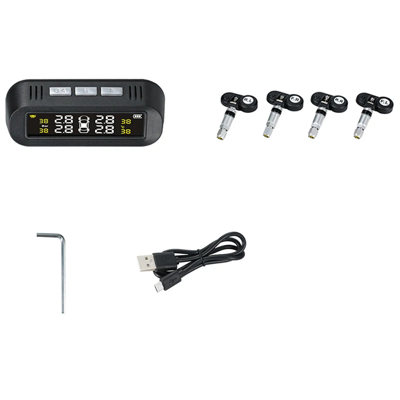 

Tpms Solar Power Universal,Wireless Tire Pressure Monitoring System With 4 Internal Sensors,Real-Time Displays 4 Tires'Pressur