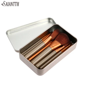 

SAIANTTH Classic Iron Box Power Brush Light Coffee 12pcs Makeup Brushes Set Blush Foundation Concealer Eyeshadow Lip Maquiagem