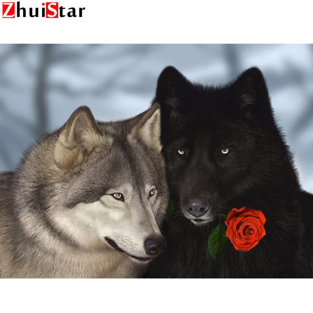 Diamond Painting Cross Stitch Kits Animal Full Daimond Embroidery Rose Wolf 5D Diamont Mosaic Home Decor Rhinestones ZWQ | Дом и сад