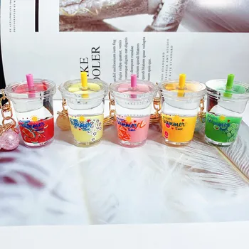 

2020 Cute Ice Cream Creative Popsicle Key Chain Quicksand Keychain Liquid Floating Ice Cream Keyring Backpack Pendant Women Gift