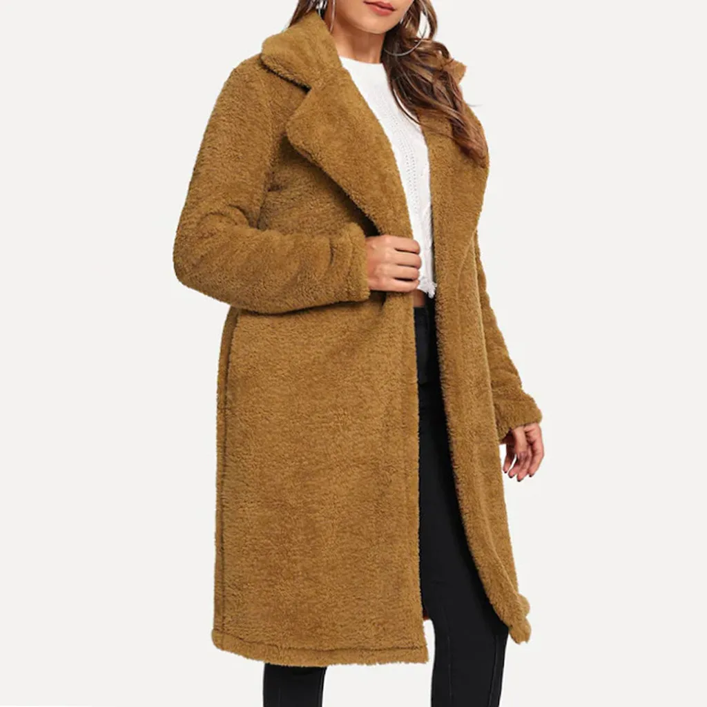 Hsu 828 Hot Sales Big Promotion Fashion Women Casual Wool Coats Collar Warm Solid Loose Woolen Outwear Coat for Ladies Women