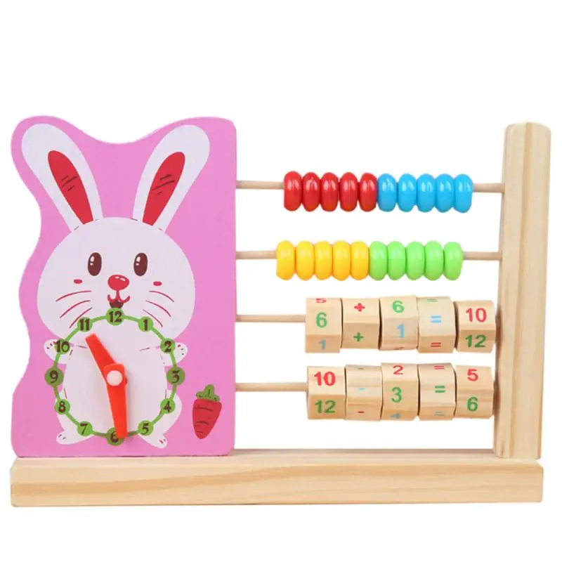 

Math Match Game Cartoon Animal Clock Abacus Wooden Digital Calculation Kids Educational Toy to Learn add and subtract