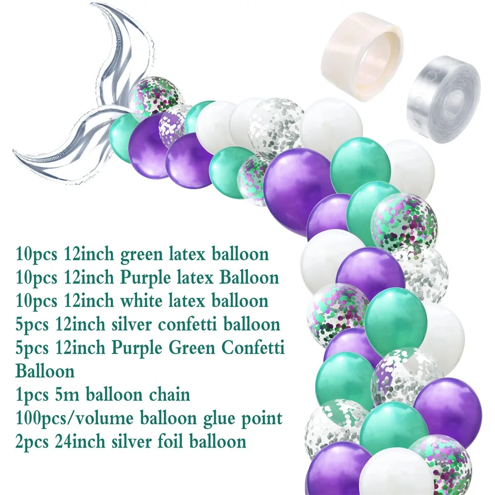 Amazon горячая Распродажа полоска для воздушных шаров набор хвост русалки моделирование резиновые воздушные шары День рождения декоративный шарик