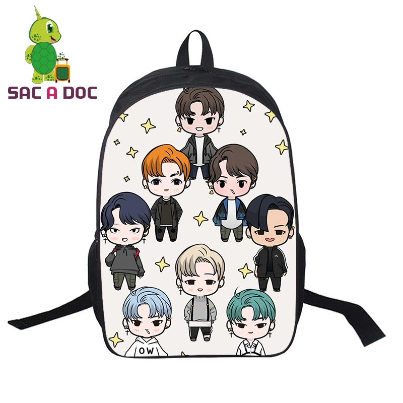 

ATEEZ Printed 16 Inch Teenagers Backpacks Kpop Group Fans School Bag Daypack Waterproof Nylon Mochila Feminina Schoolbag Laptop
