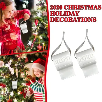 

2020 Christmas Ornaments Toilet Paper Tree Decoration Hilarious Funny Toilet Paper Roll Cartoon Pendant Xmas Home Decor 1022