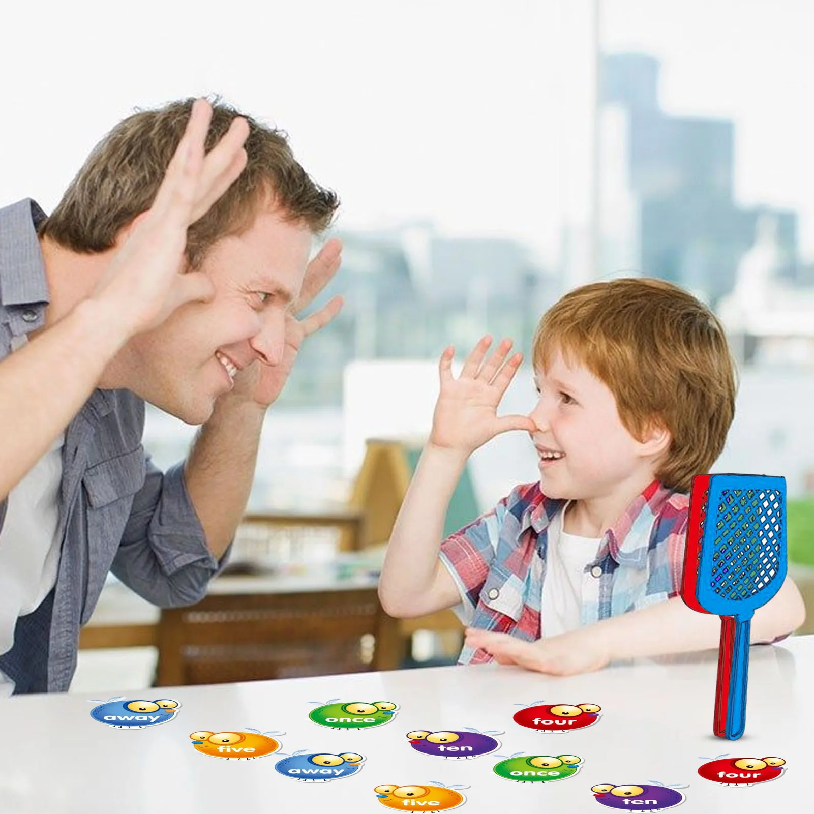 Matamoscas Anti-estrés juguete inquieto inglés juego de palabra Swat una vista palabra educativos iluminación juguete enseñanza tarjetas