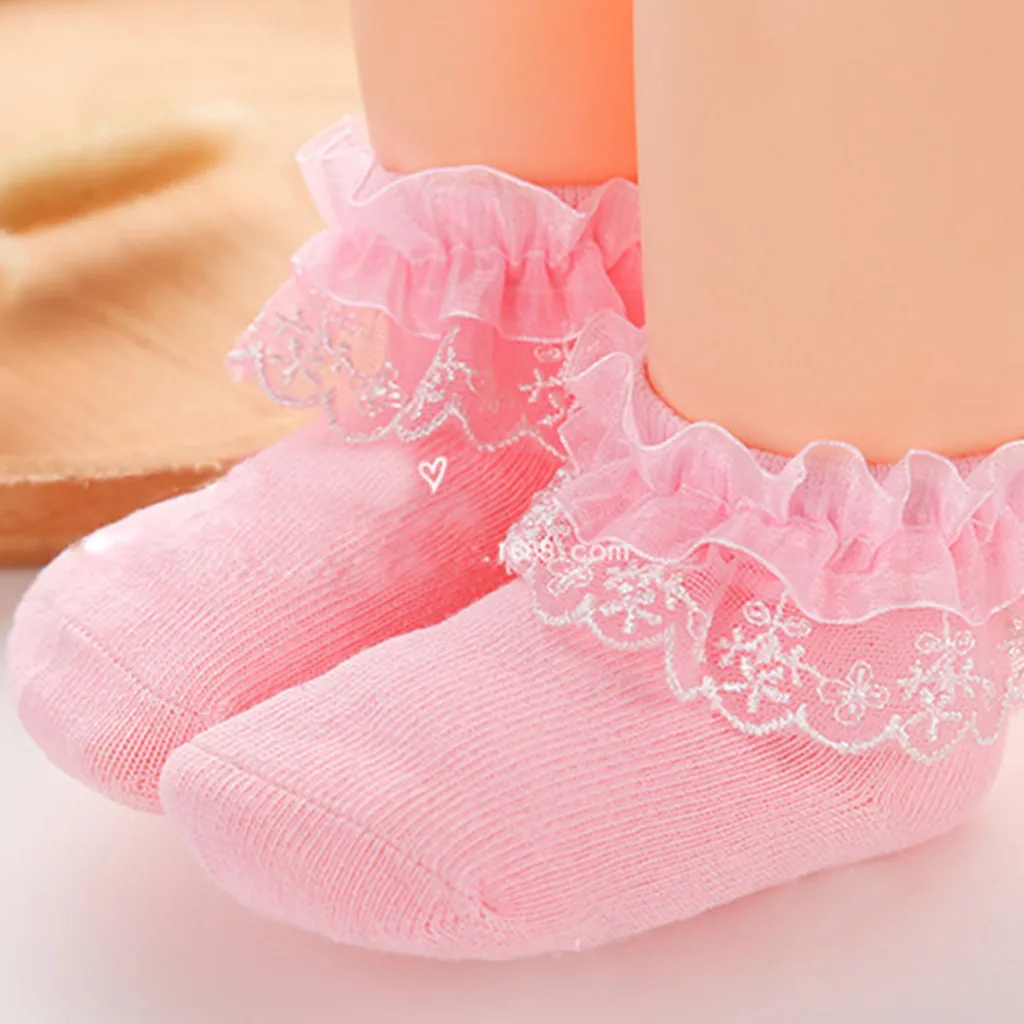 Носки для новорожденных девочек; удобные милые хлопковые носки принцессы с кружевом для маленьких девочек; короткие кружевные носки; Nacido Neonato