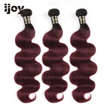 

Body Wave 3 Weave Bundles Ombre #99J Maroon Colored Bundles 8"-26" Brazilian Human Hair Extention Non-Remy IJOY