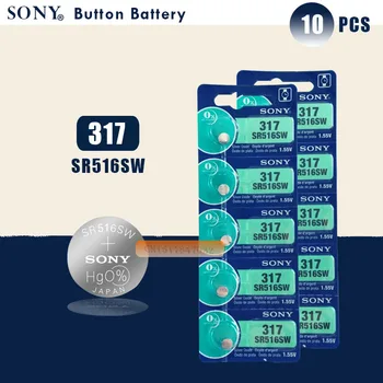 

10pc Sony 100% Original 317 SR516SW SR516 1.55V Silver Oxide Battery Button Coin Cell MADE IN JAPAN 100% Original Brand