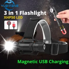 Мини Многофункциональный xhp50 фонарик светодиодный фонарь переносная Рабочая лампа Магнит USB Перезаряжаемый встроенный аккумулятор 1800 мАч