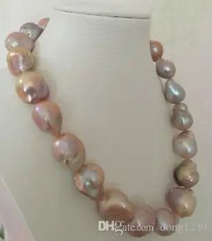 

Elegant20-25mm South Sea Baroque lavender pearl necklace 18 inch 925 s