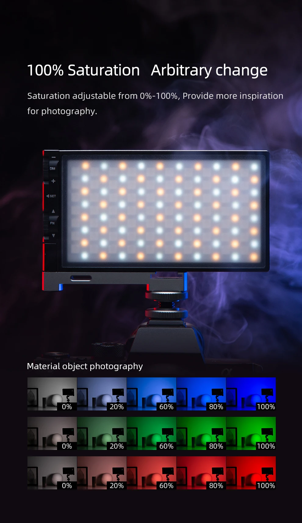 AMBITFUL K10 RGB 2500K-8500K Dimmable Full Color LED Video
