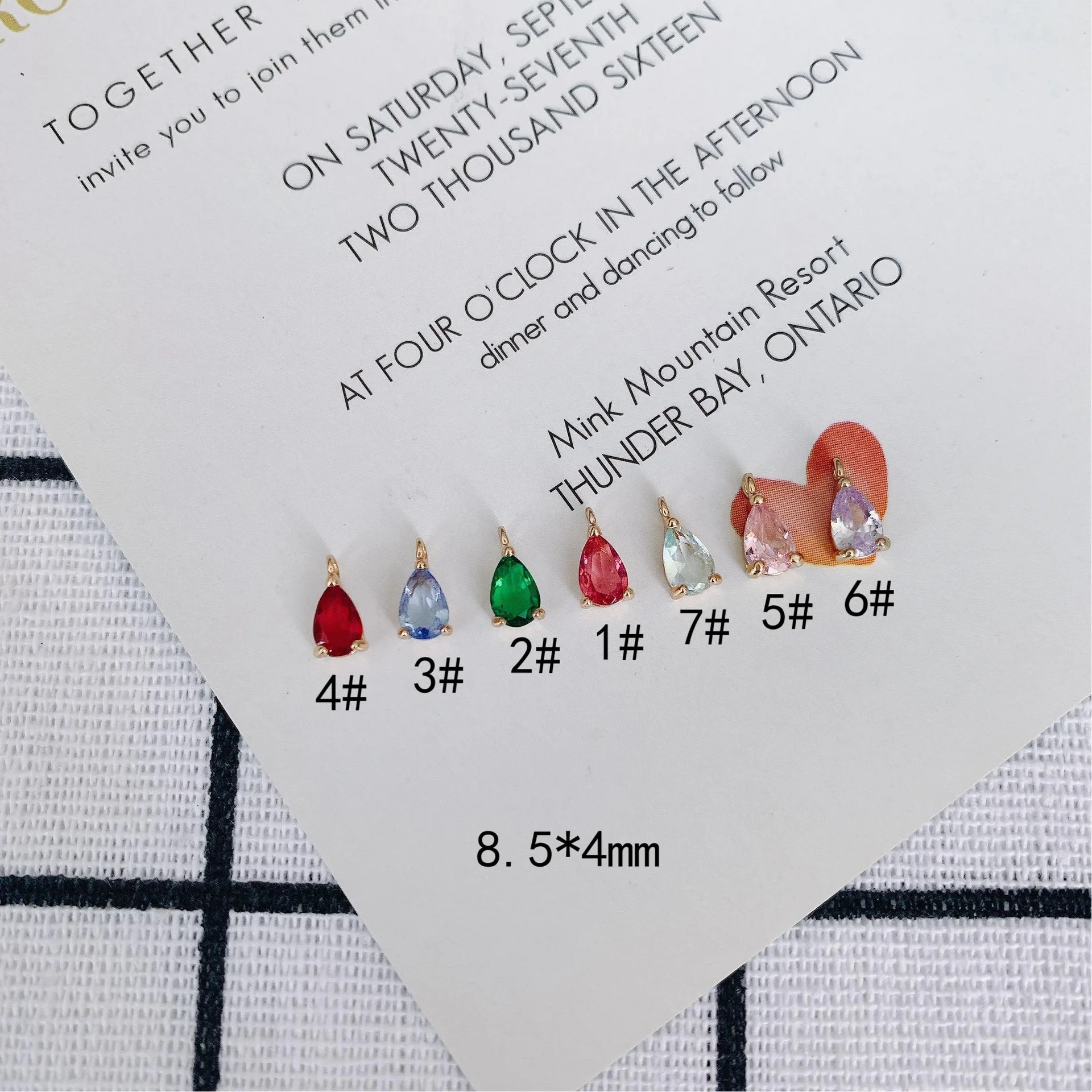 

50pcs 4*8.5mm Gold Color Copper Material Small Zircon Teardrop Charm for Earring Jewelry DIY Handmade Fashion Jewelry Making