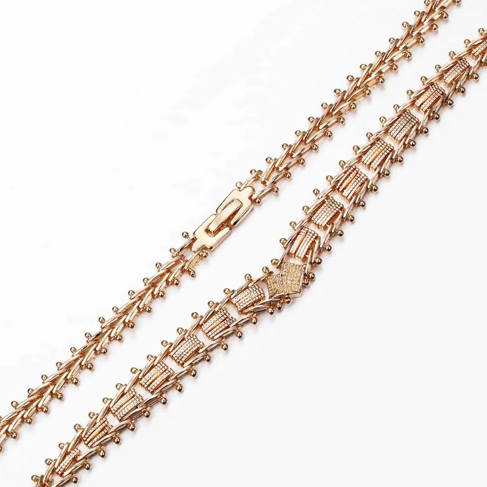 18.5inch Necklace For Women 585 Rose Gold Geometric Spicate Chain Strand Choker Wedding Fashion Jewelry Womens Necklace LCN21