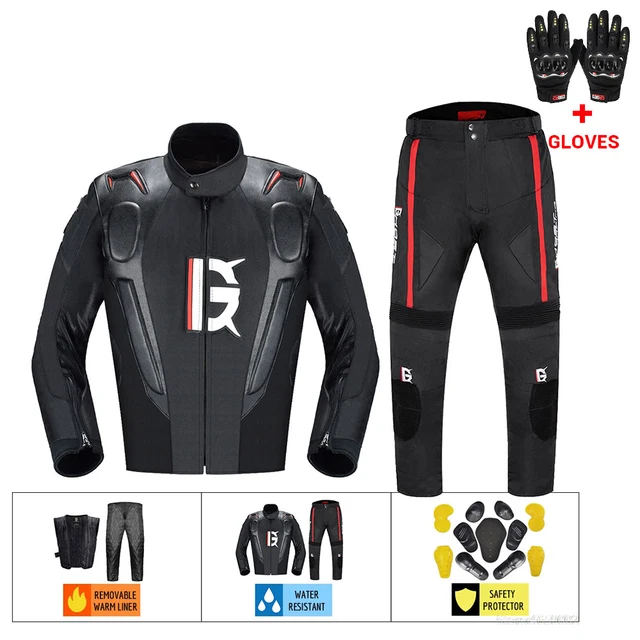 Waterproof Motorcycle Jacket Pants Off-Road Racing Motocross Riding Jacket Suit Men Windproof Touring Moto Protective Suit GR-Y-09 BK Suit