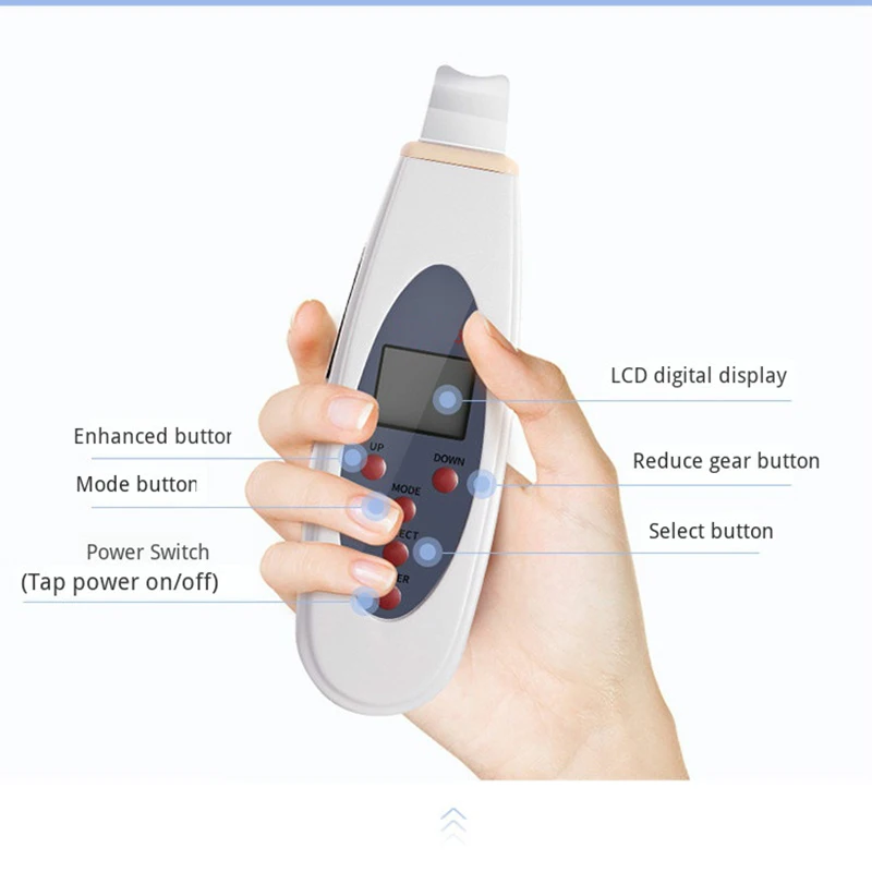  Electronic Facial Scrubber Ultrasonic LED Electronic Beauty Device Shovel Skin Pores Cleaning Face  - 4000469080563