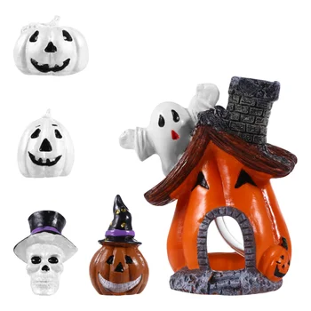 

5pcs Fish Tank Decoration Supplies Halloween Pumpkin Decoration Ornament Set